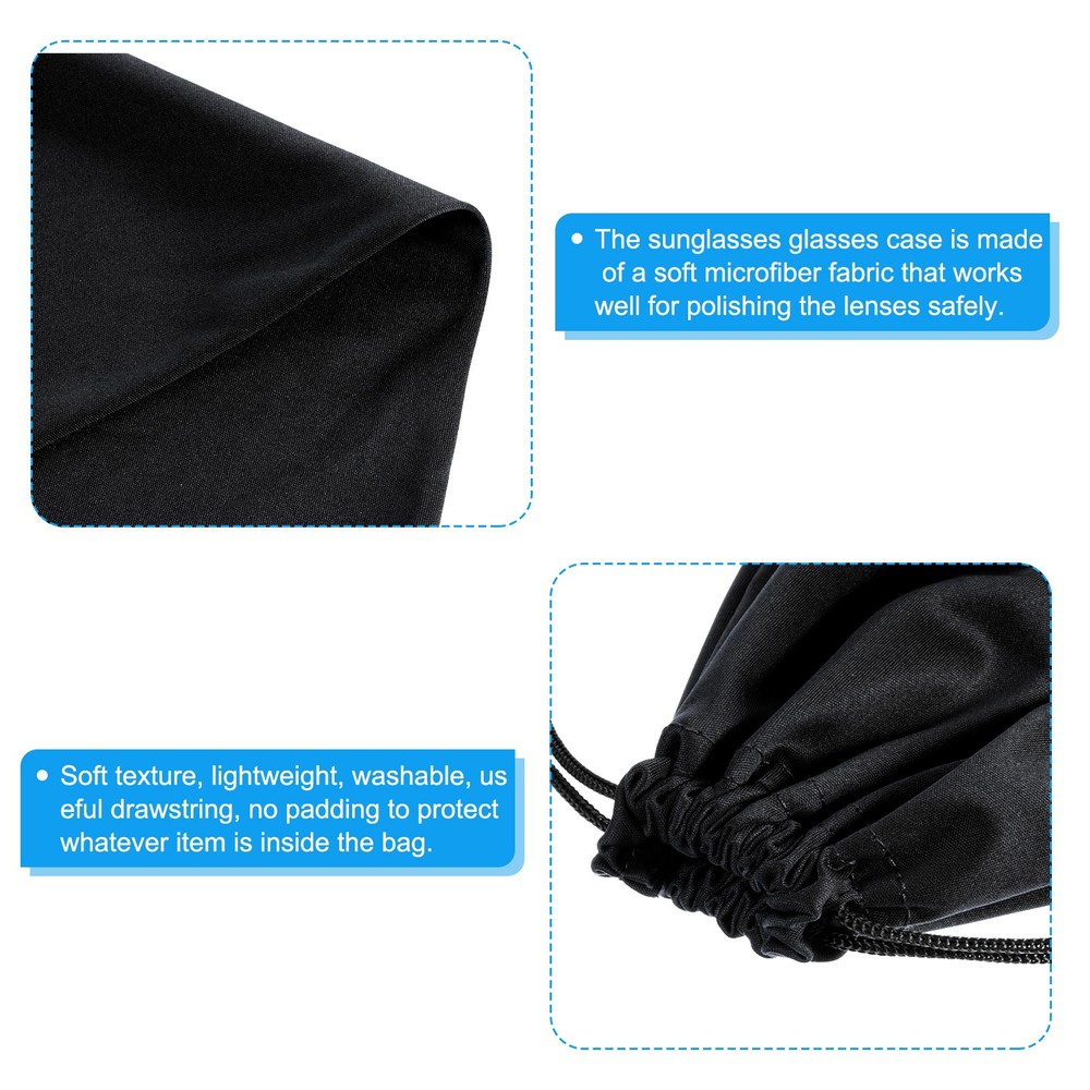 2 Pack Ski Goggle Bag Microfiber Snow Goggles Case Drawstring Pouch Black