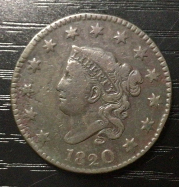 1820 Coronet Head Large Cent , F/VF. Sharp detail! H126