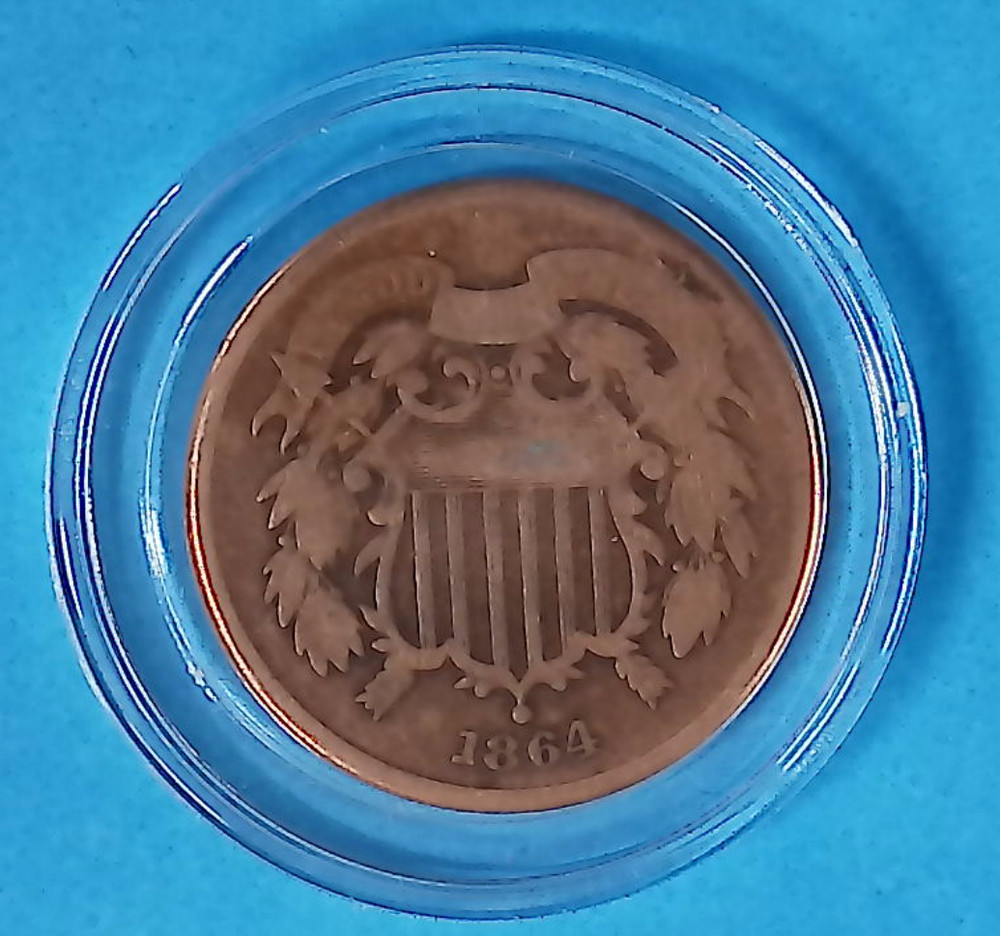 1864-P Two Cent Piece First Year of Issue COA