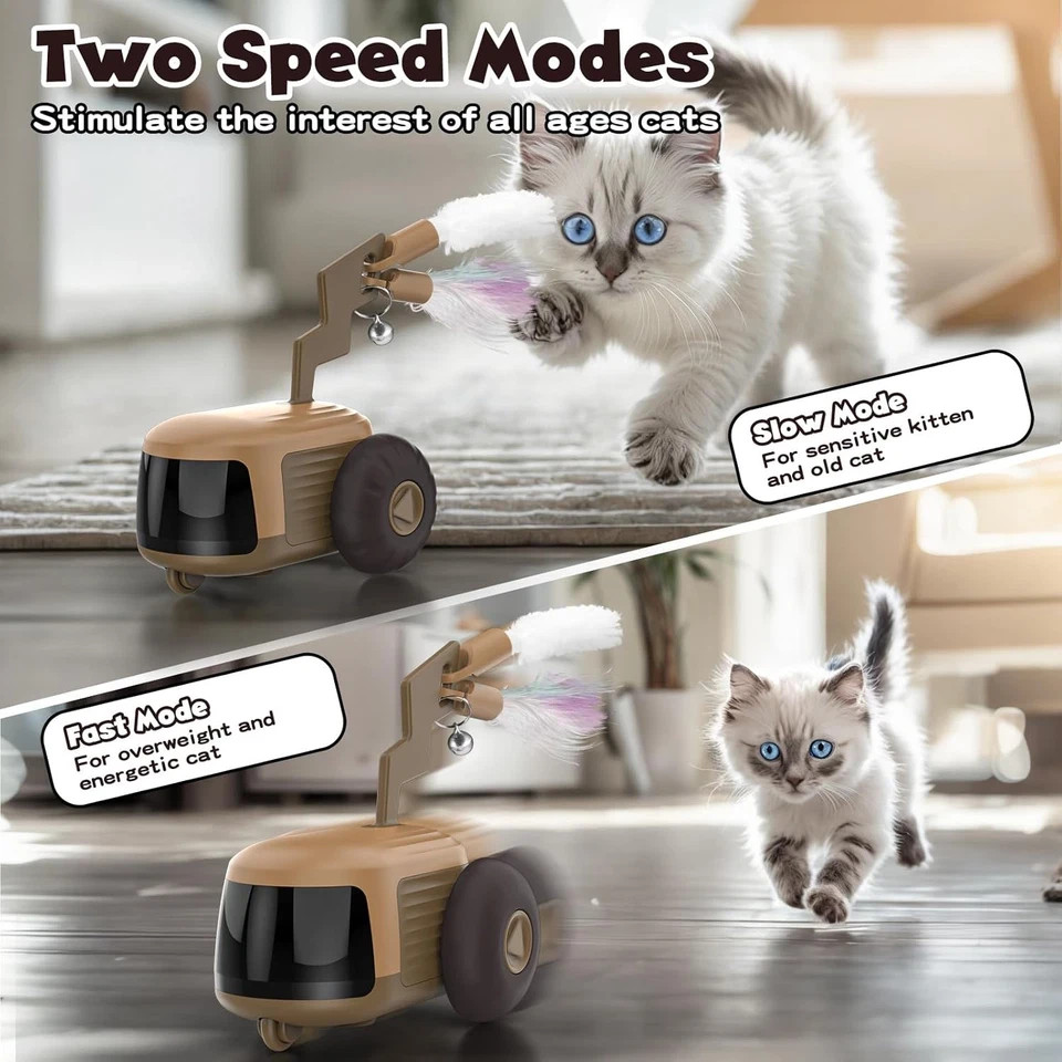2 Pack, Turbo Tail 4.0 Smart Remote Control Cat Toy Automatic Obstacle Avoidance