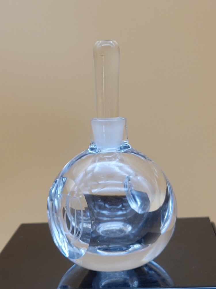 Orrefors Crystal Perfume Bottle Dabber Etched Design Signed