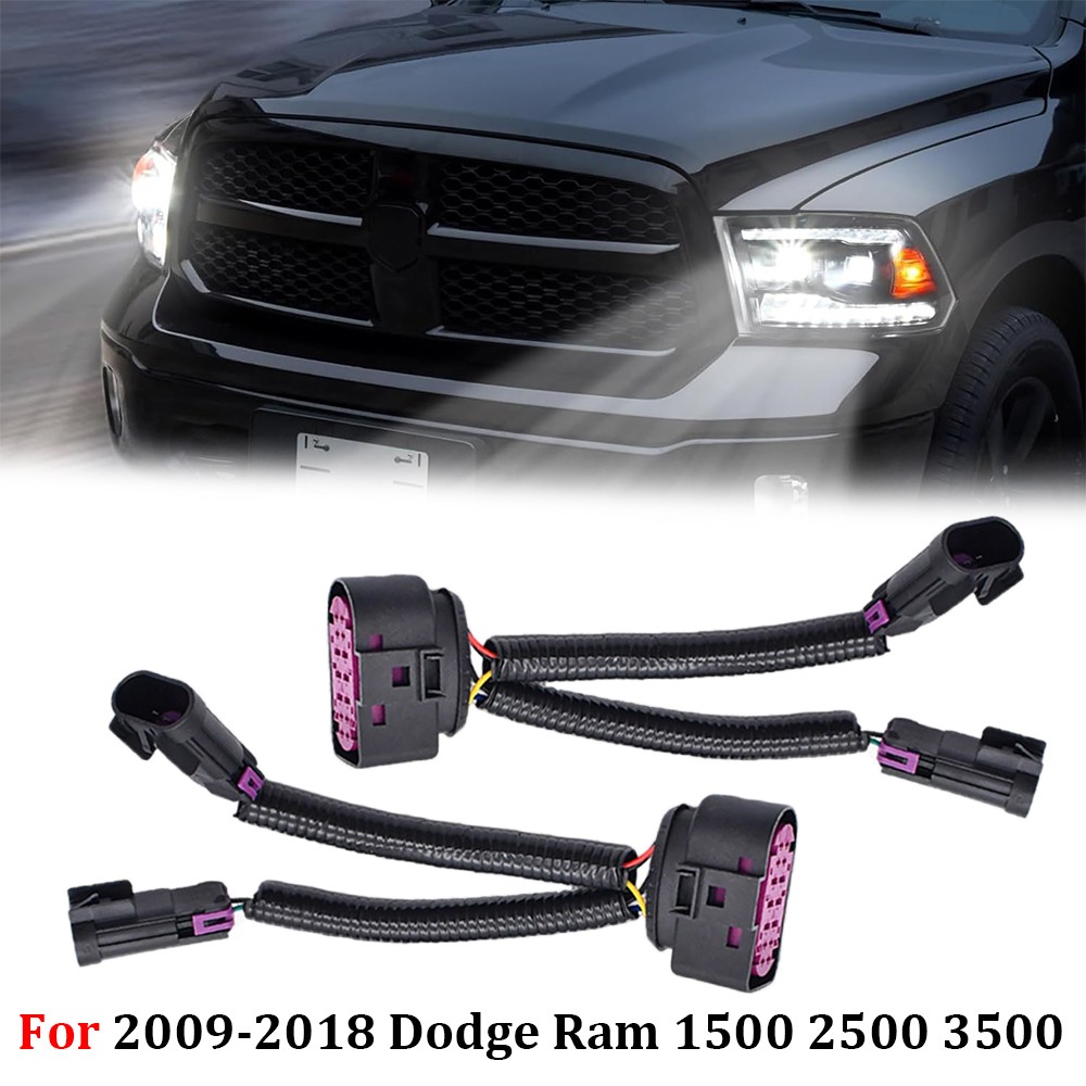 2X Quad Housing To Projector Headlight Conversion Harnesses For 09-18 Dodge Ram