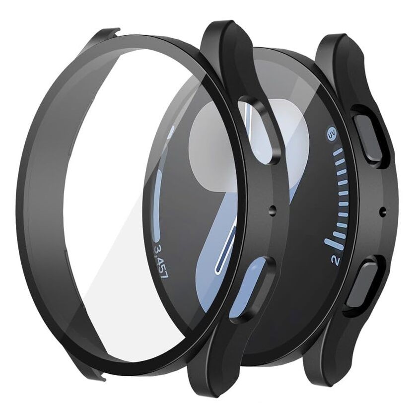 2-Pack Hard PC Screen Protector Case for Galaxy Watch 7 (44mm) Black(2-Pack)