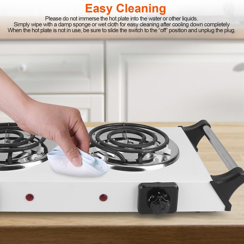 Electric Double Burner Stove Hot Plate Countertop Adjustable Temperature Control