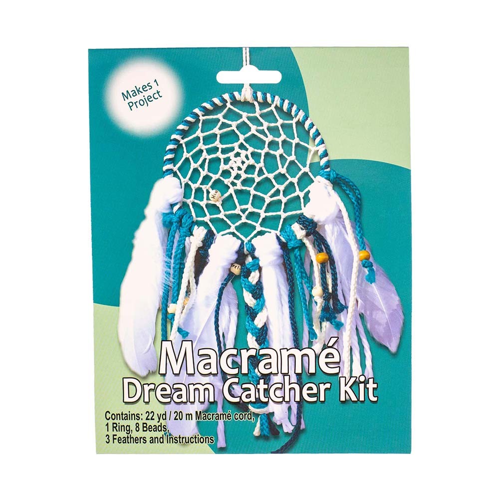 Macramé Dream Catcher Kit with Feathers Beads Ring & Cord for DIY Wall Hanging