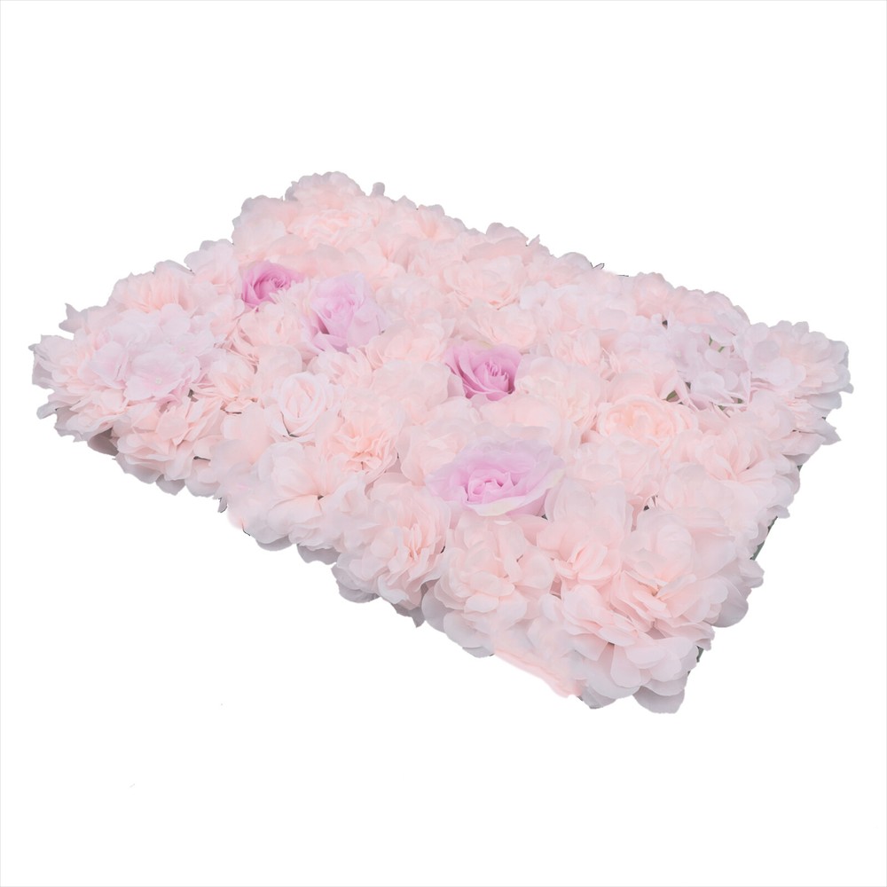 4Pcs Artificial Flower Wall Panel Backdrop Wedding Party Background Venue Decor