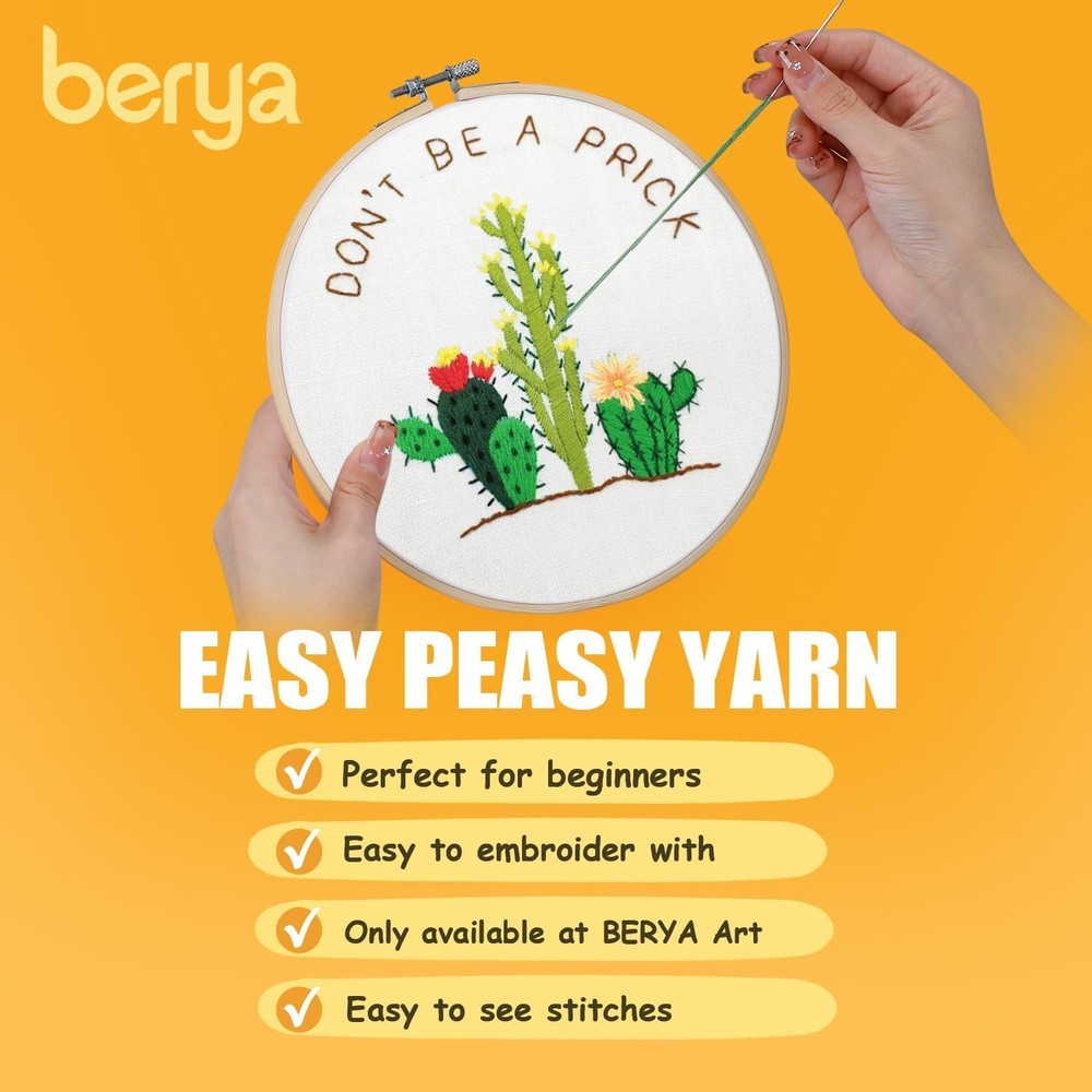 BERYA Cactus Embroidery Kit Including Video Step by Step Instructions Embroidery