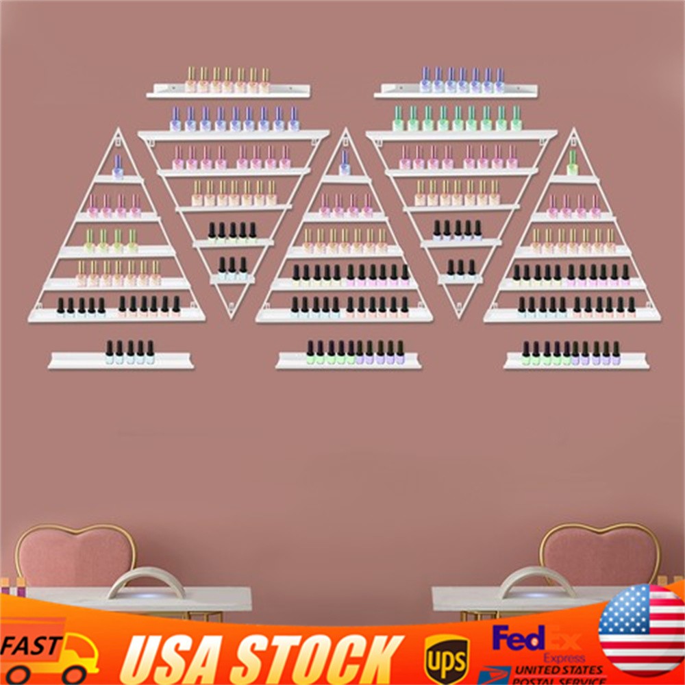10Pcs Wall-mounted 5-tier Display Racks Nail Polish Triangular Nail Polish Racks