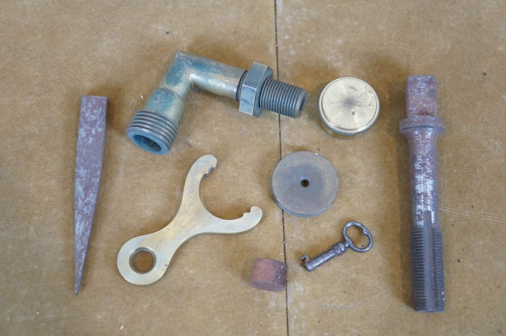 Antique Mahogany Locking Scientific Instrument Case Box & Assorted Objects 13"