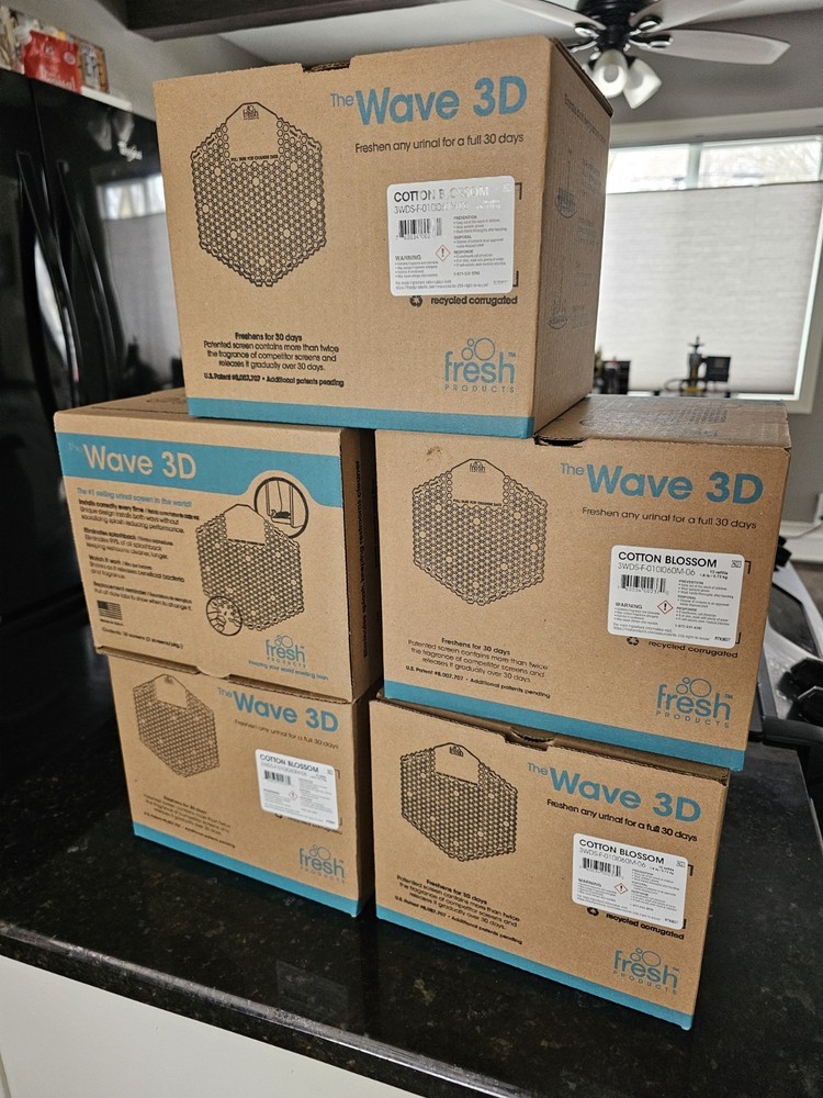 5 box lot  Wave Urinal Screen - Cotton Blossom, 5 boxes 10pr box