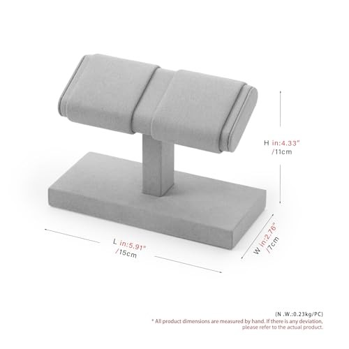 Double Watch Stand Display - Luxury Watch Holder with Soft Microfiber Grey