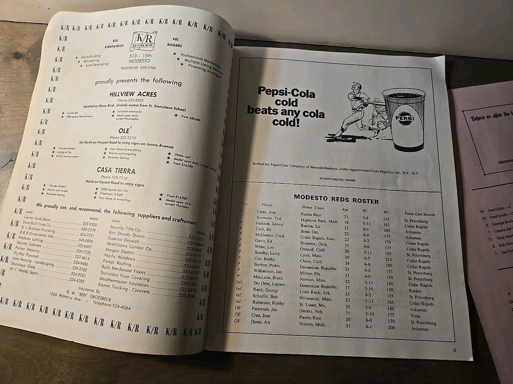 1968 MODESTO REDS PROGRAM.