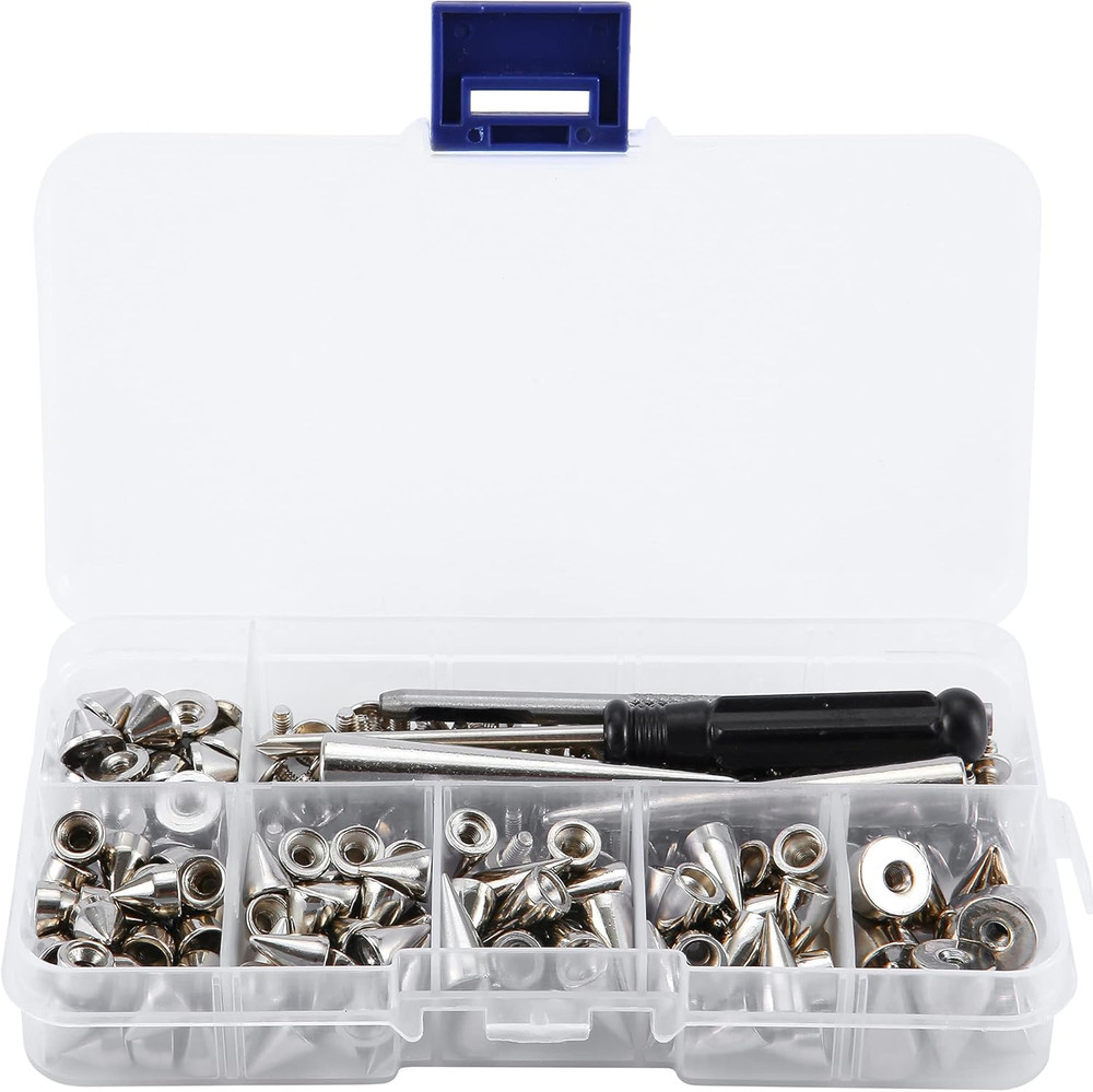 135 Sets Mixed Shape Spikes and Studs Assorted Sizes Spike Studs for Clothing Si