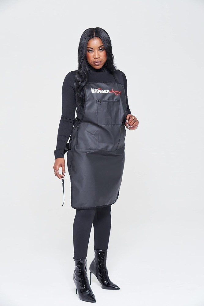 Professional Barber Apron - Black, Durable Polyester with PVC Base Protection