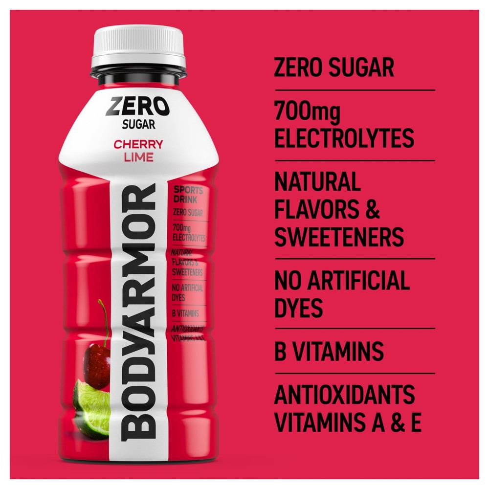 BODYARMOR ZERO Sugar Cherry Lime Electrolyte Drink, 16 Fl Oz Bottles 12 Pack