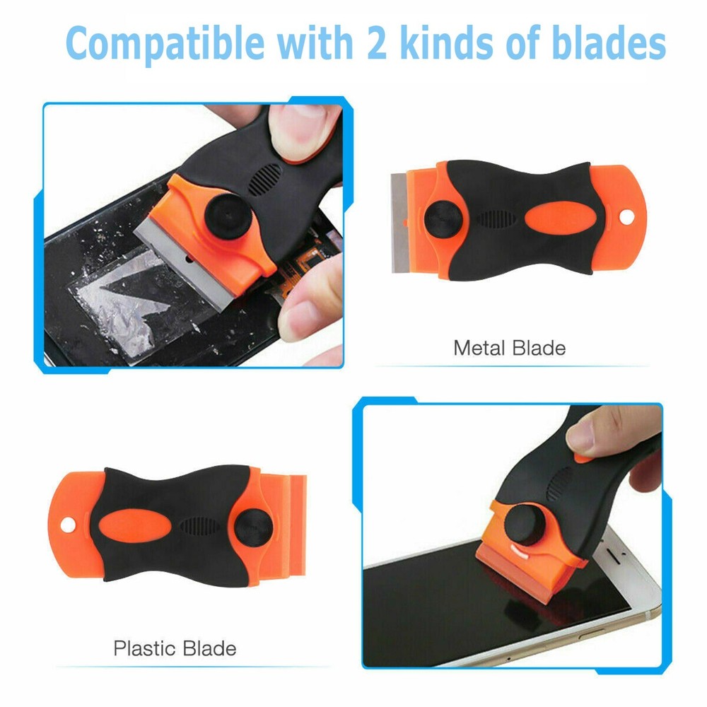 50 Pcs Plastic Razor Blades + 1 Razor Scraper Double Edged Sticker Removal Tool