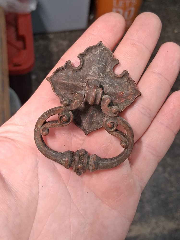 Vintage Antique Brass Drawer Pulls Stamped K726