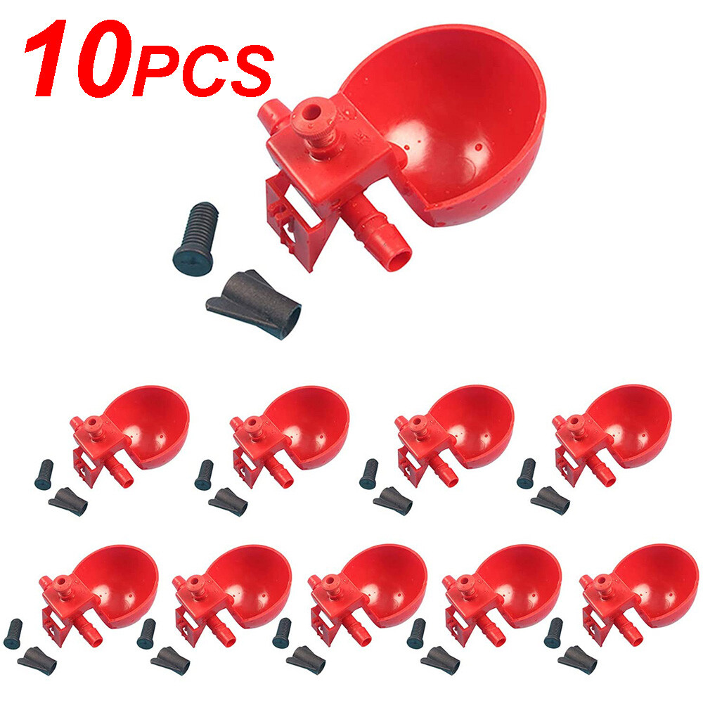 10x Poultry/Quail Water Drinking Cups Chicken Hen Plastic Automatic Drinker