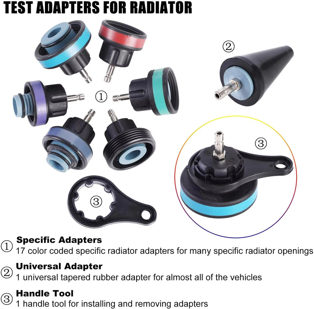 28Pcs Universal Radiator Pressure Tester Set Vacuum Type Cooling System Tester