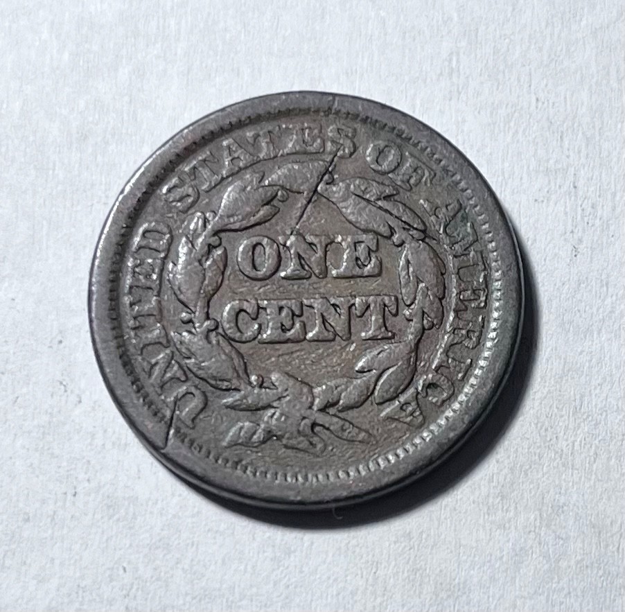 1846 braided hair large cent