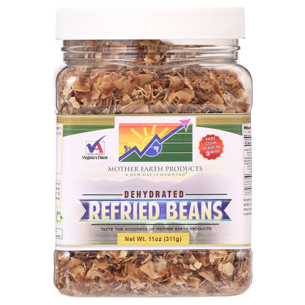 Dehydrated Refried Beans Mix Non-GMO Organic Pinto Beans Quart Jar Easy Prep