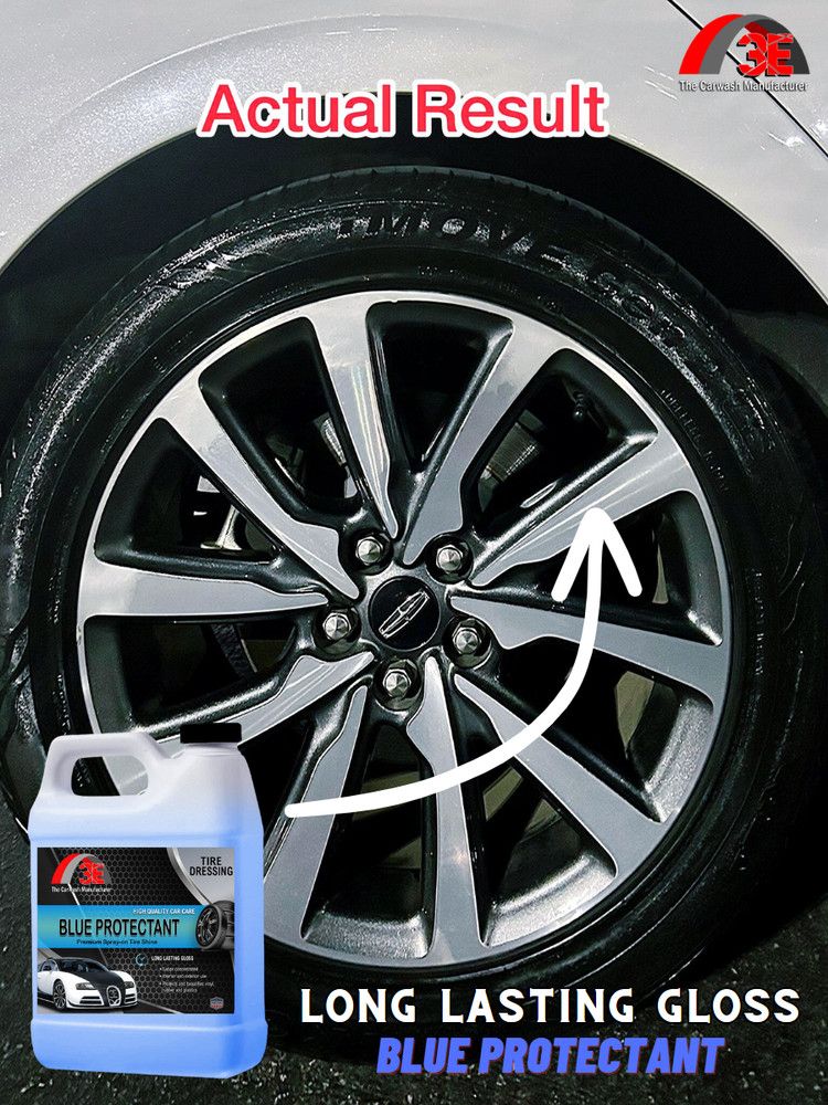 SPRAYABLE BLUE TIRE DRESSING SILICON BASED LONG LASTING SHINE 64 OZ