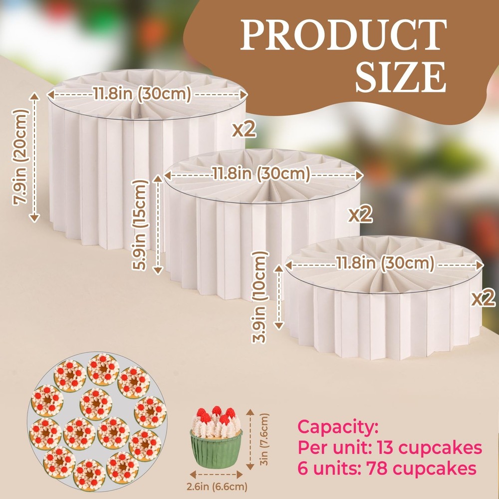 6 Pack Buffet Risers, Foldable Food Display Risers for Party, Display Stands ...