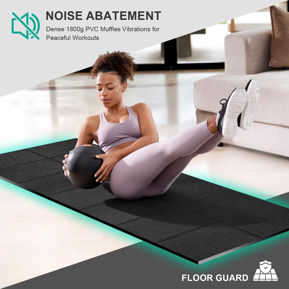 Foldable Treadmill Mat 1/4" Thick 63x30" AntiSlip Waterproof Protector