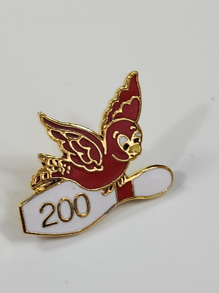Red Bird & Bowling Pin 200 Score Lapel Pin *