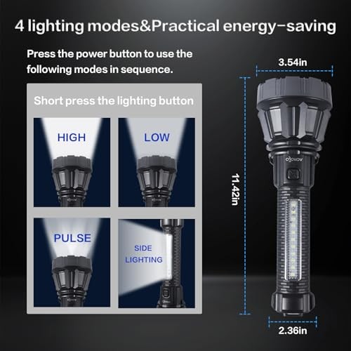 350LM Rechargeable LED Flashlight, 2.5W Tactical Flashlight with Type-C,