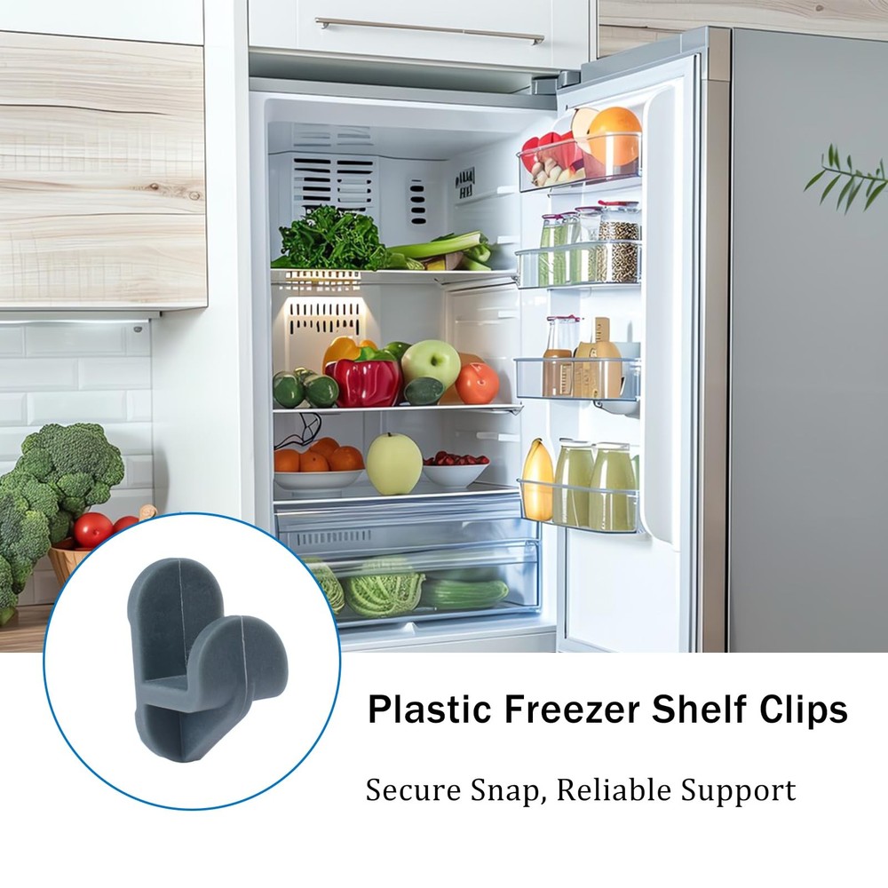 Grey Plastic Freezer Hook Refrigerator Shelf Clips Clamp Support Peg 32 PCS