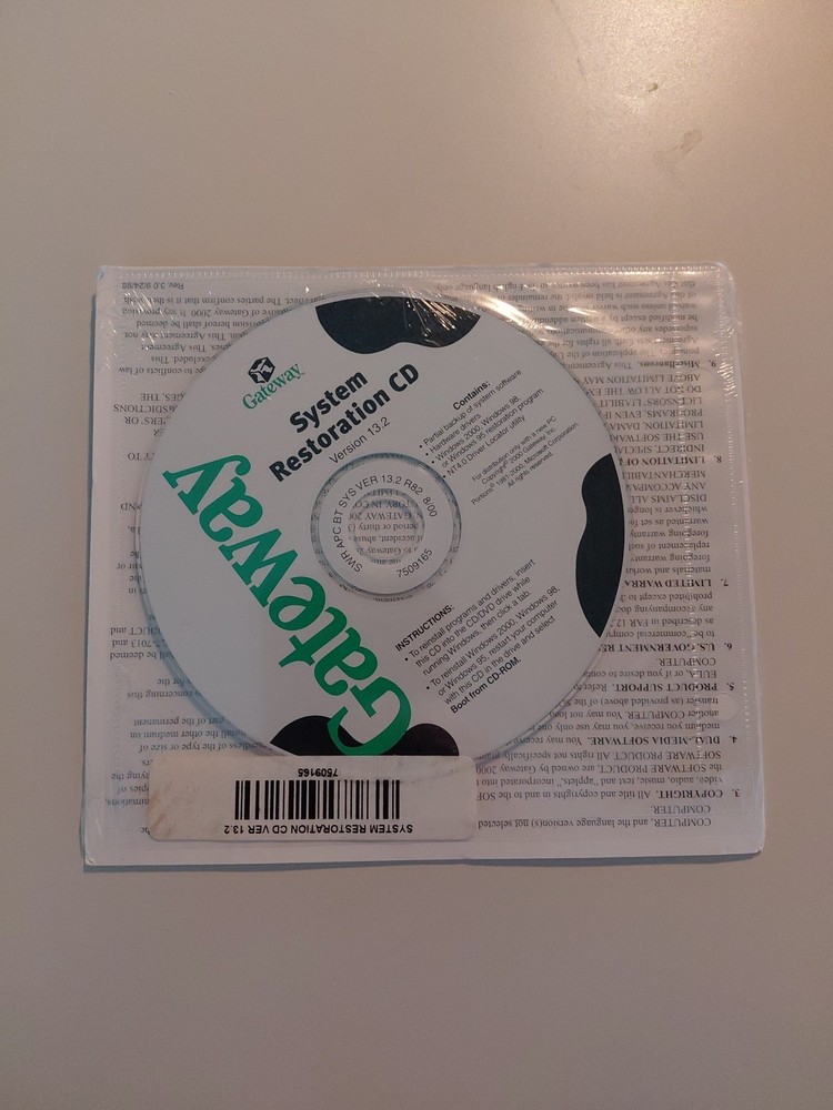 Gateway 2000 Computer System Restoration CD Version 13.2 BRAND NEW