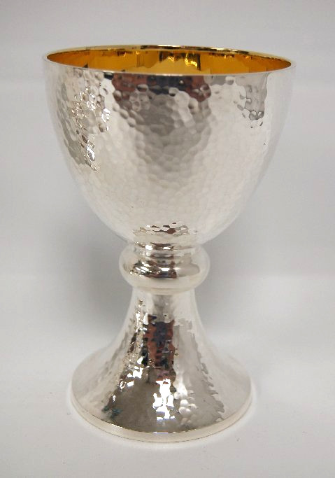 Hand Hammered Silver Plated Communion Cup, Chalice, Silver & Gold, #203