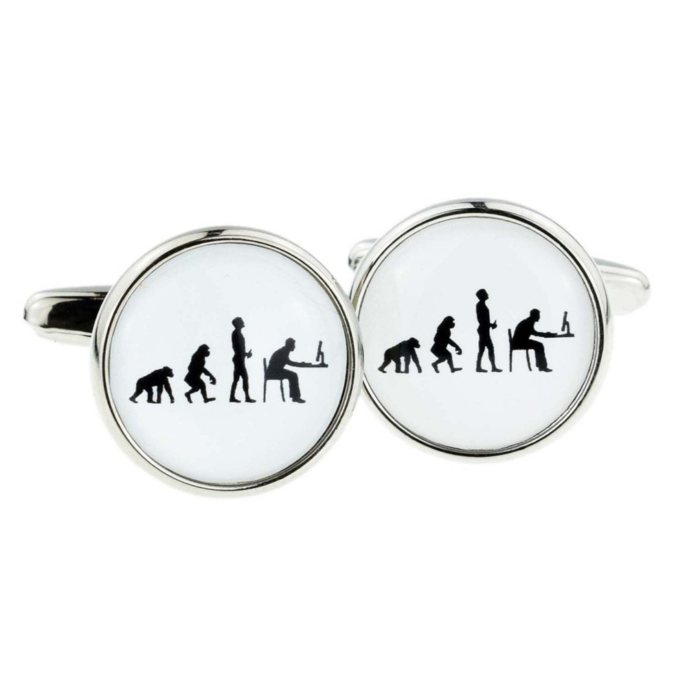 Evolution of a Computer Operator Cufflinks Presented in Personalised Chrome Box