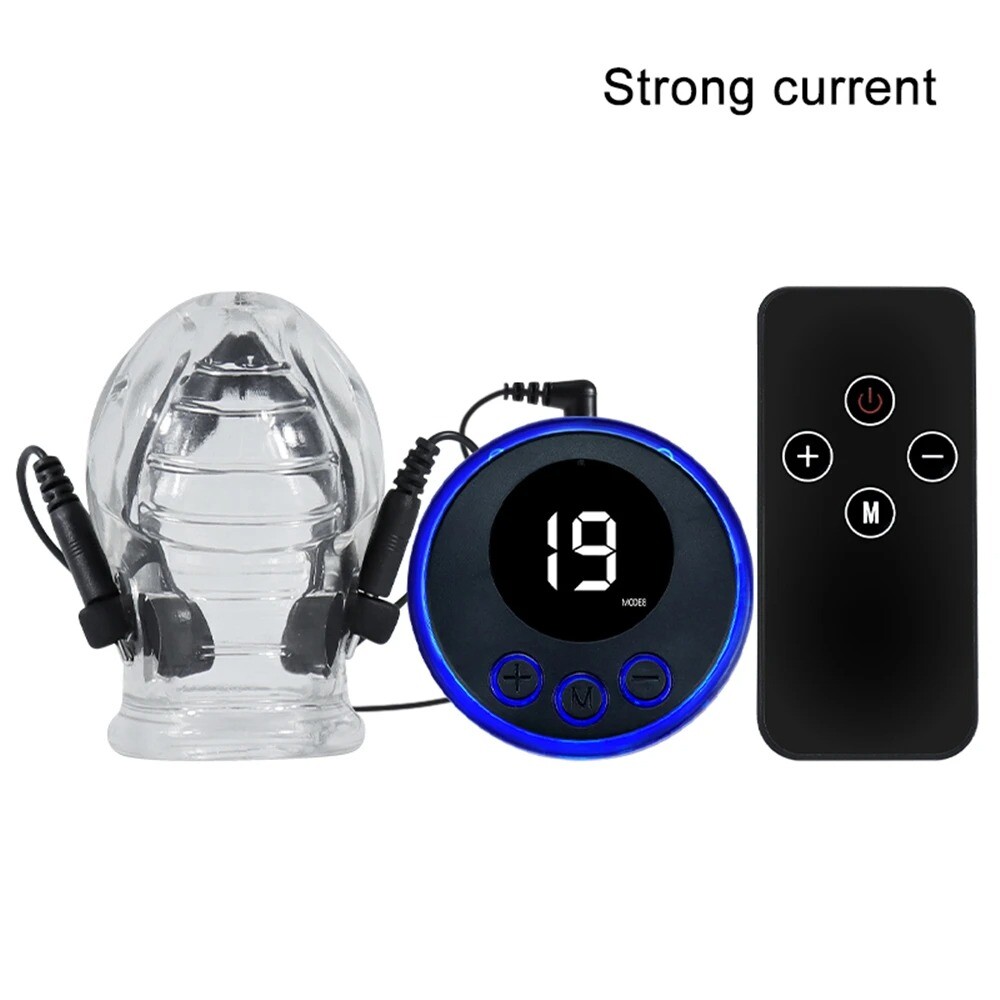 Electric E-Stim Penis Stretcher Enhancer Ball-Scrotum-Ring-Delay-Ejaculation Men
