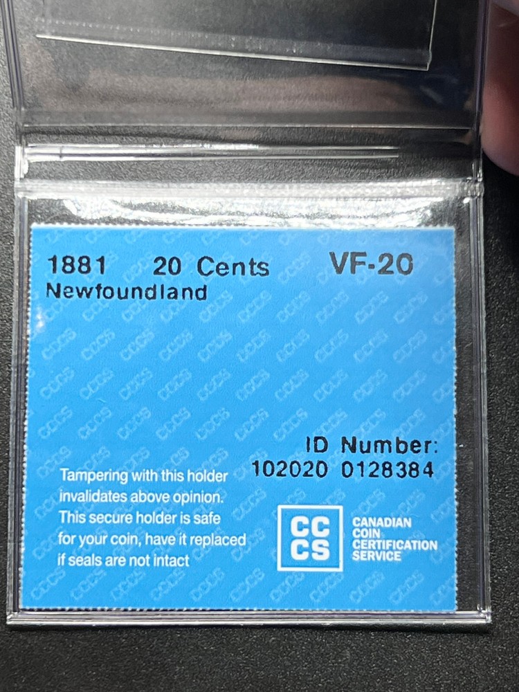 1881 NFLD 20 Cent CCCS Graded VF-20