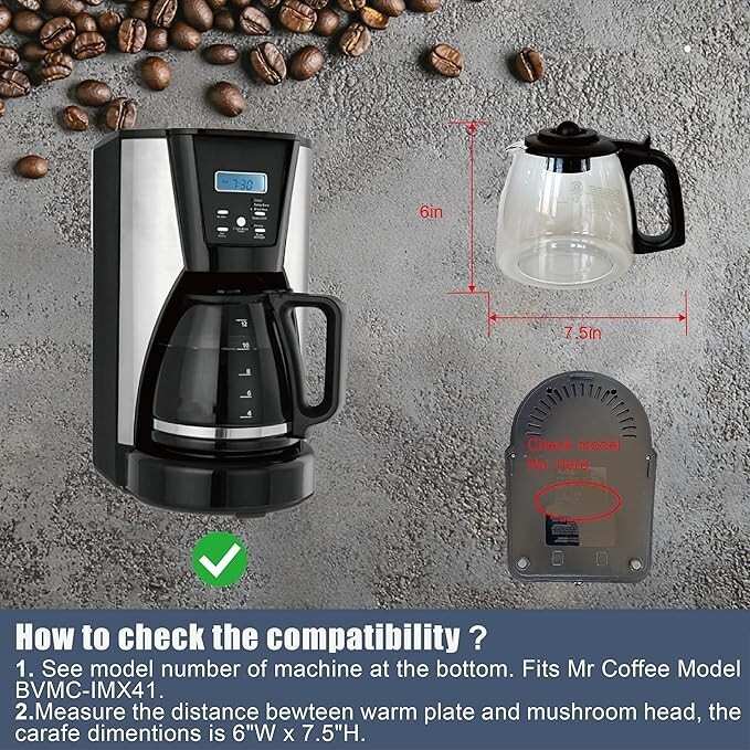 Mr Coffee Coffee Maker Replacement Carafe, 12 CUP, Model BVMC-IMX41