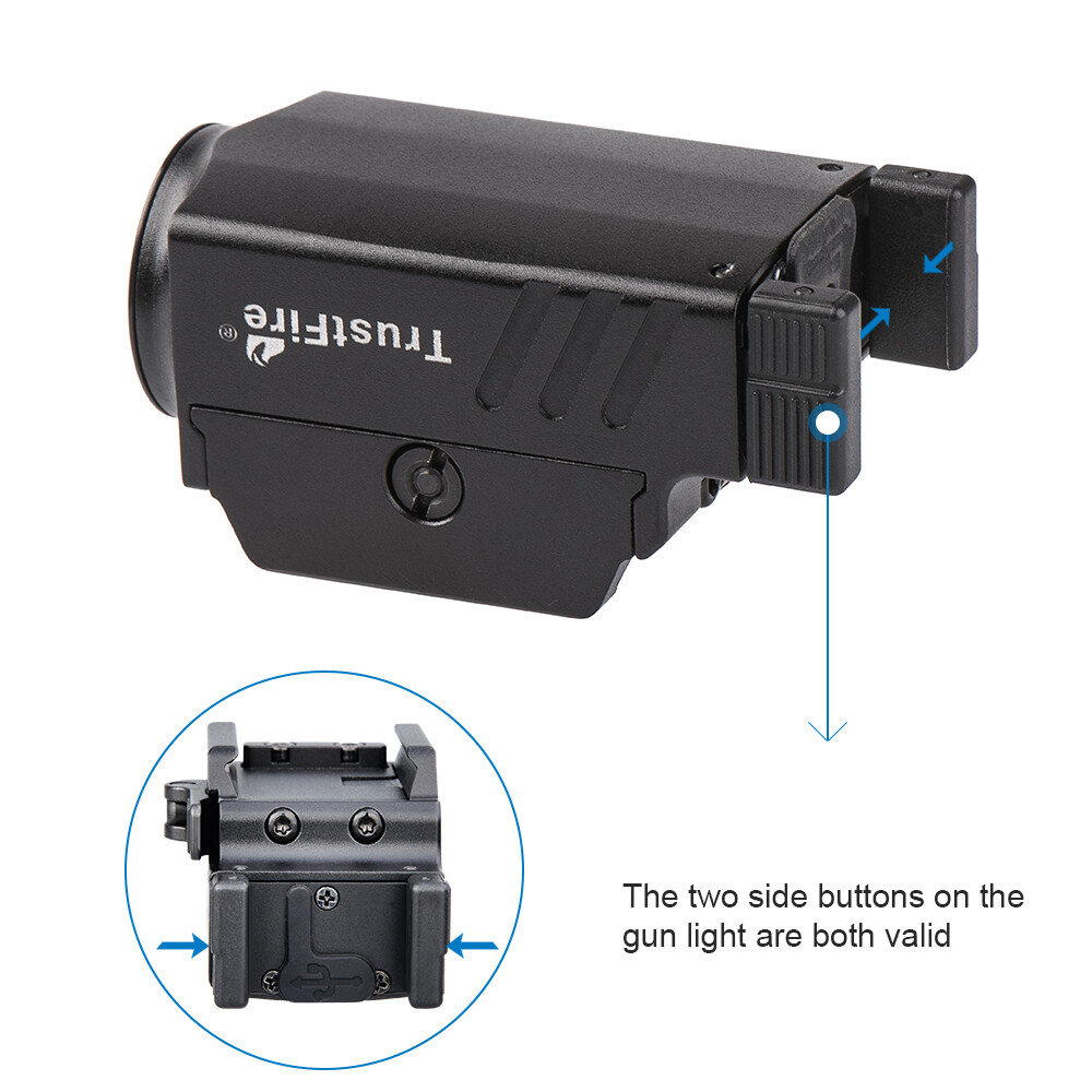Pistol Flashlight LED Compact Handgun Tactical 800 Lumens Micro USB Charge