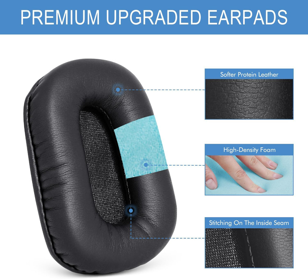 Replacement Ear Pads for Bluetooth Headset, Leather Cushions, Compatible with B4