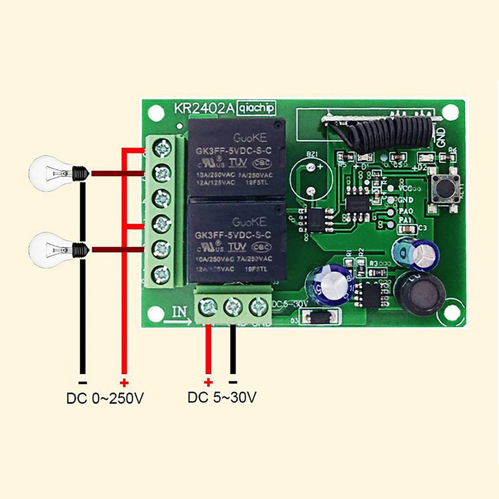433MHz Universal Wireless Remote Control DC RF Relay Transmitter -107dbm