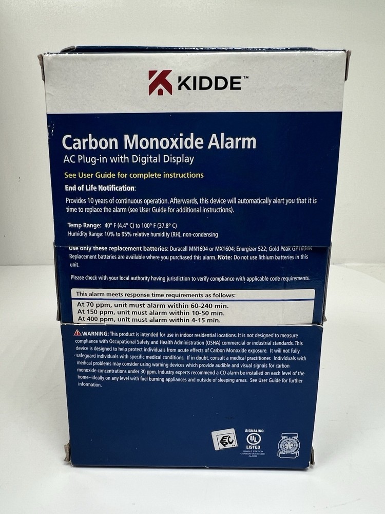 Kidde Carbon Monoxide Detector, Plug In (KN-COPP-3)