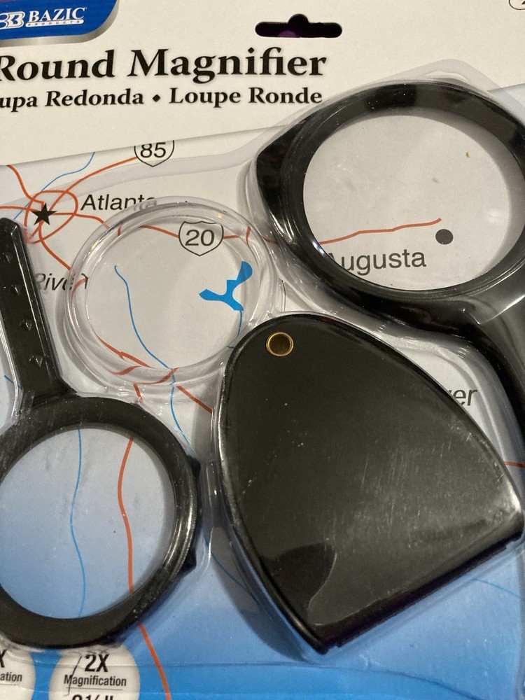 BAZIC. Round Magnifier 3 Pc Set New In Package