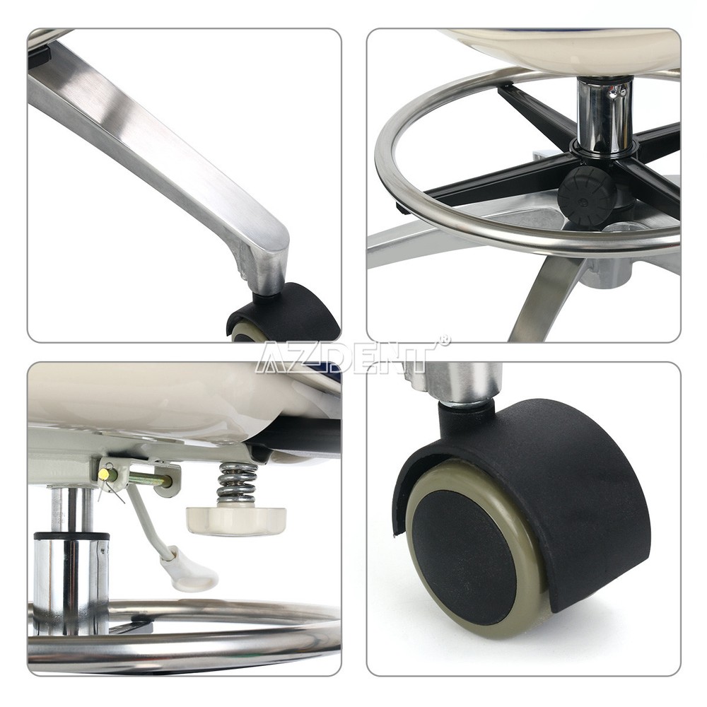 Dental PU Leather Adjustable Dentist Stool Mobile Chair Hydraulic Rolling Stool