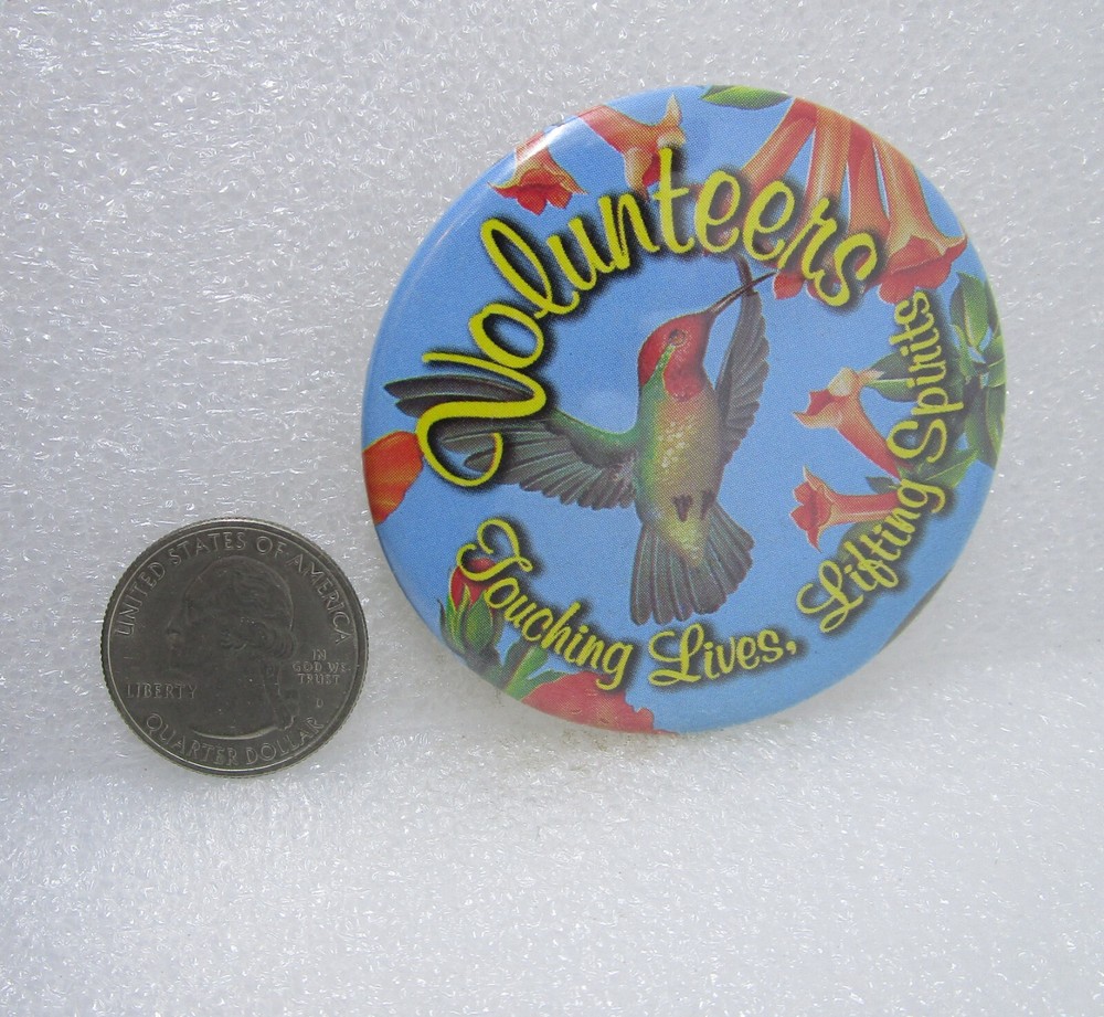 Volunteers Touching Lives Lifting Spirits Button Pin