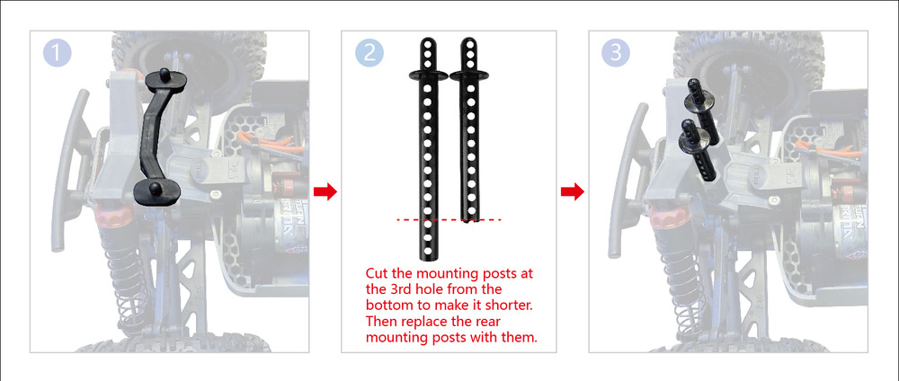 Body Mounting Posts Conversion Kit for φ7.8mm Length 75.5mm