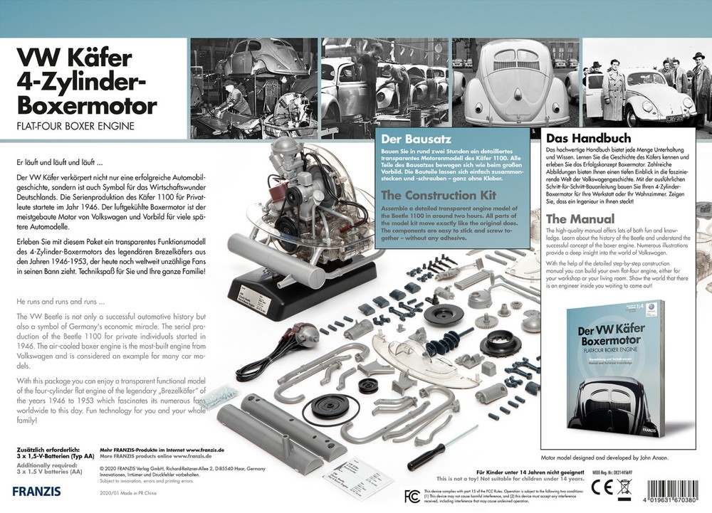 VW Beetle Model Engine Kit with Collector's Book