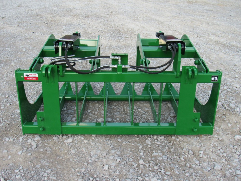 60" Dual Cylinder Root Grapple Bucket Attachment Fits John Deere Tractor Loader