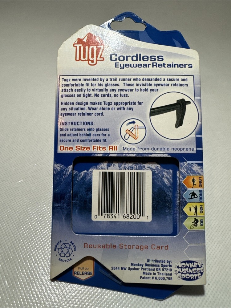 Tugz Cordless Glasses Sunglasses Retainers 2 Pair Per Pack