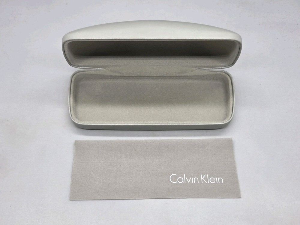 Calvin Klein Light Gray Clamshell Eyeglass Case