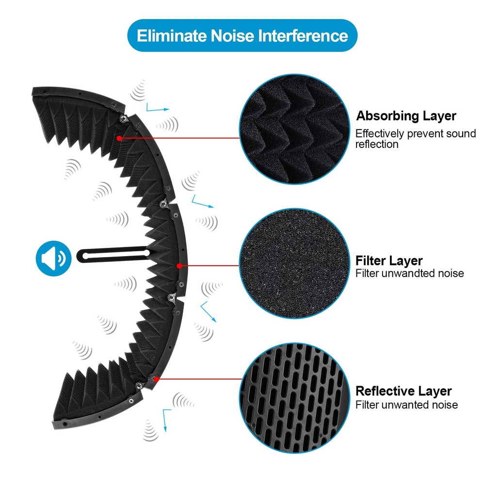 Microphone Isolation Shield, Microphone Isolation Shield with Stand and Pop F...